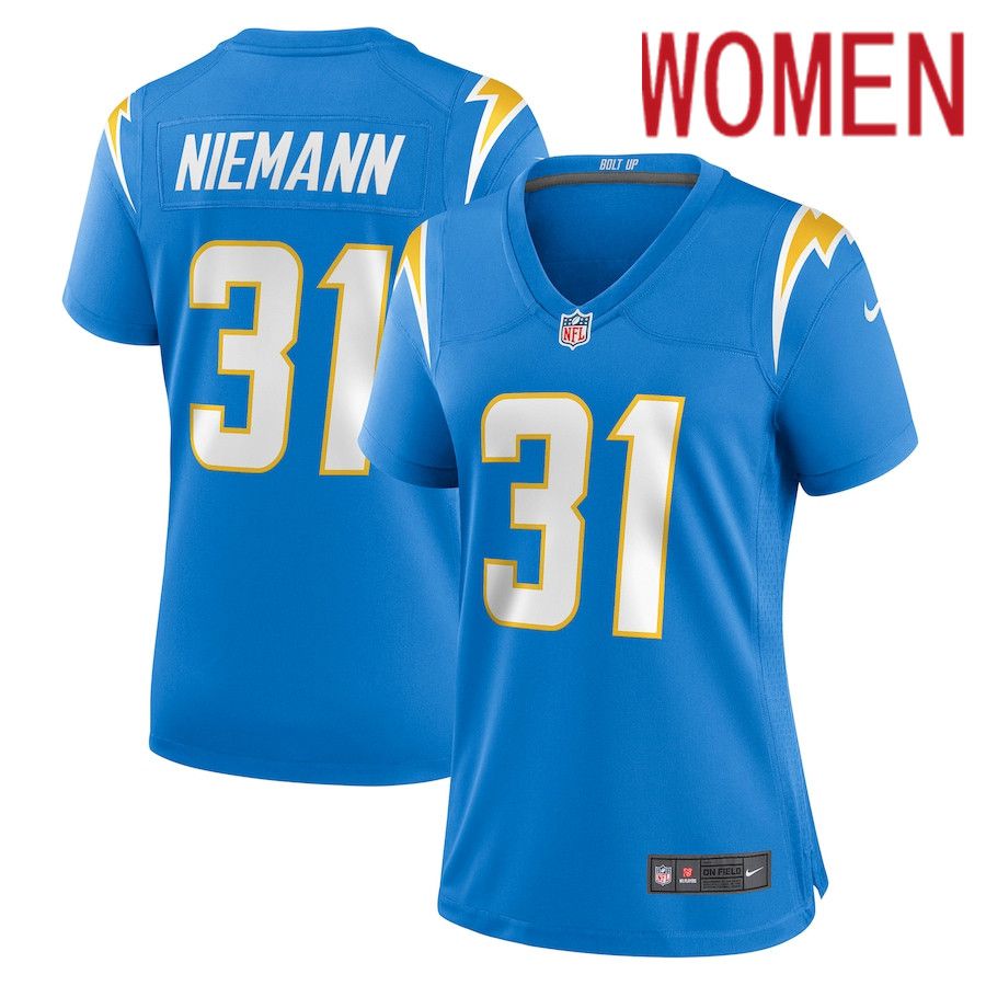 Women Los Angeles Chargers #31 Nick Niemann Nike Powder Blue Game Player NFL Jersey->women nfl jersey->Women Jersey